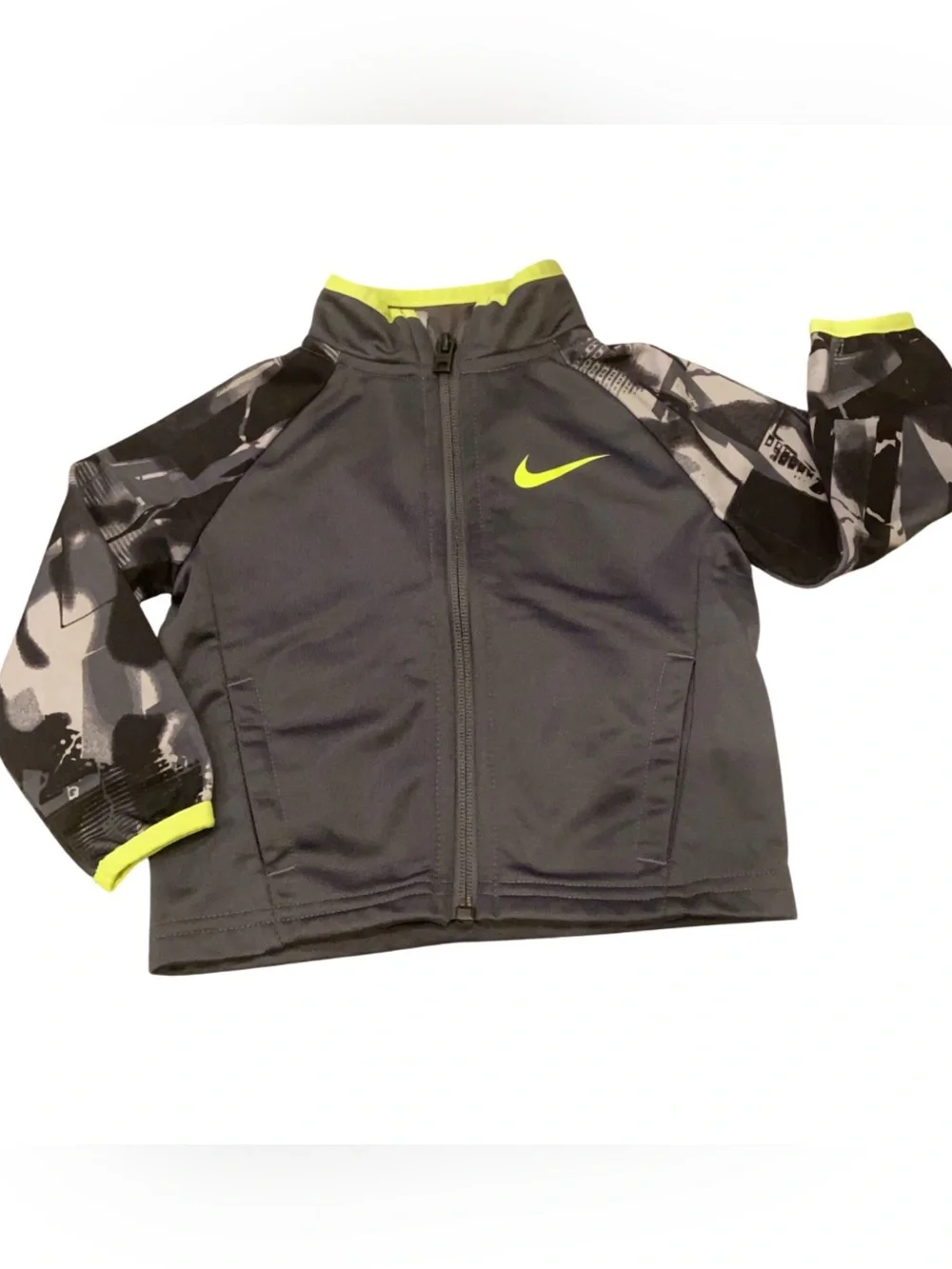 Nike Kids Charcoal Gray and Neon Yellow Two-Piece Tracksuit Set - Picture 6 of 8